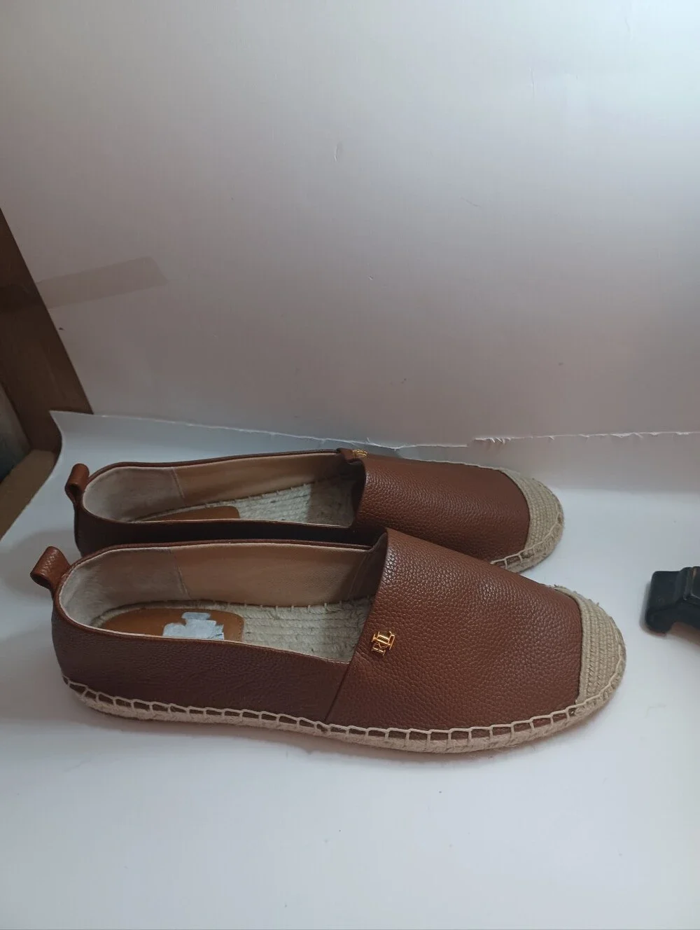 Ralph Lauren Women’s Brown Espadrille Leather Slip-On Flats New Size 11M
